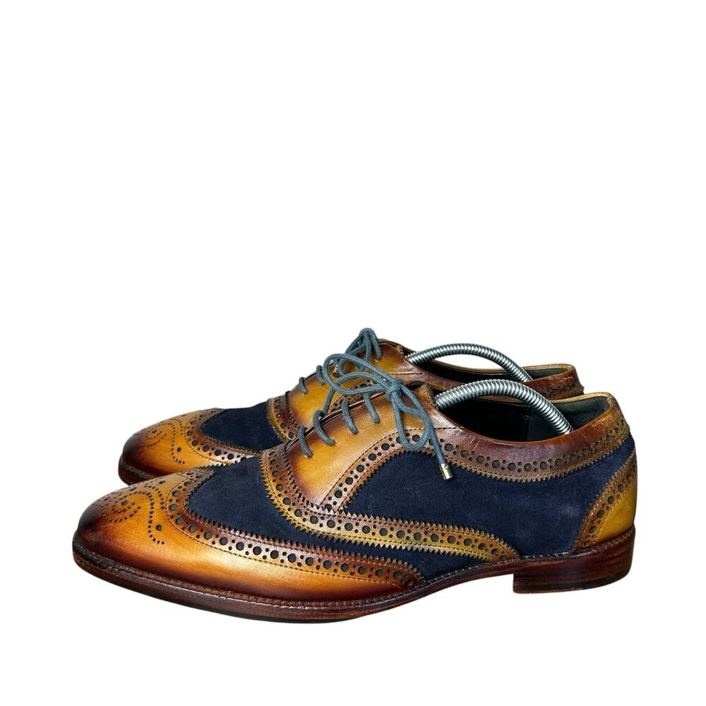 Lethato Wingtip Brogue Oxford Cognac Brown Dress Shoes Men’s 10.5-11 Leather